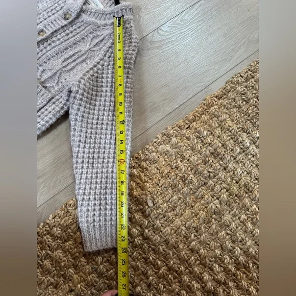 The Great. Women’s Knitted Pink/ Gray Wool Blend ButtonUp Cardigan Sweater - Picture 4 of 7